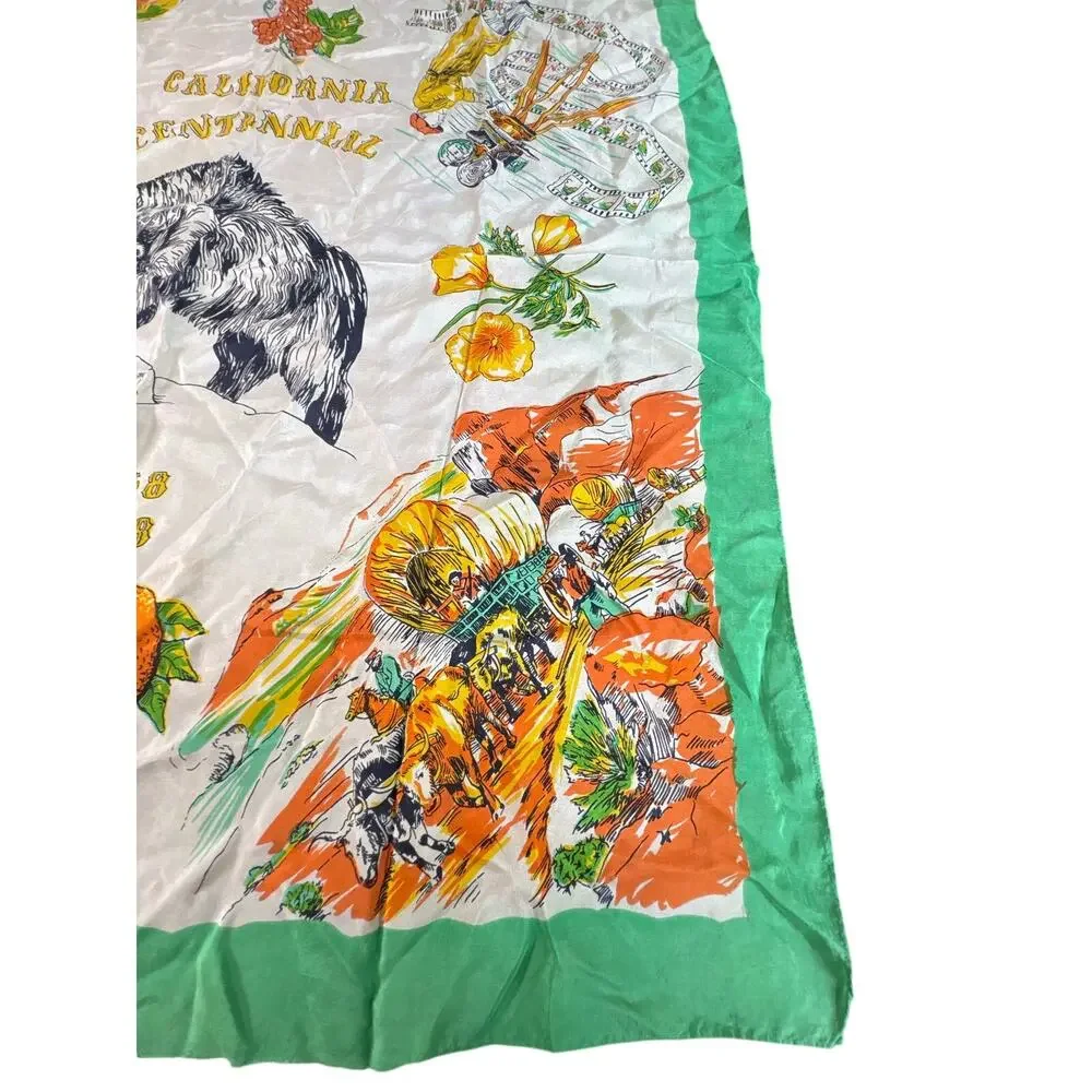 XL Vintage 40s Square California Centennial Bear Scarf- 33x31